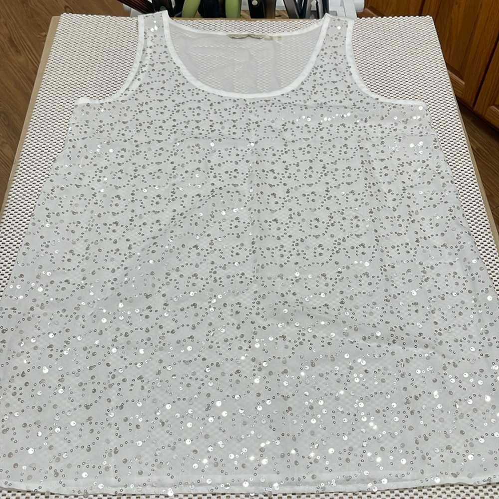 Soft Surroundings Sequined White Top - Sz M
